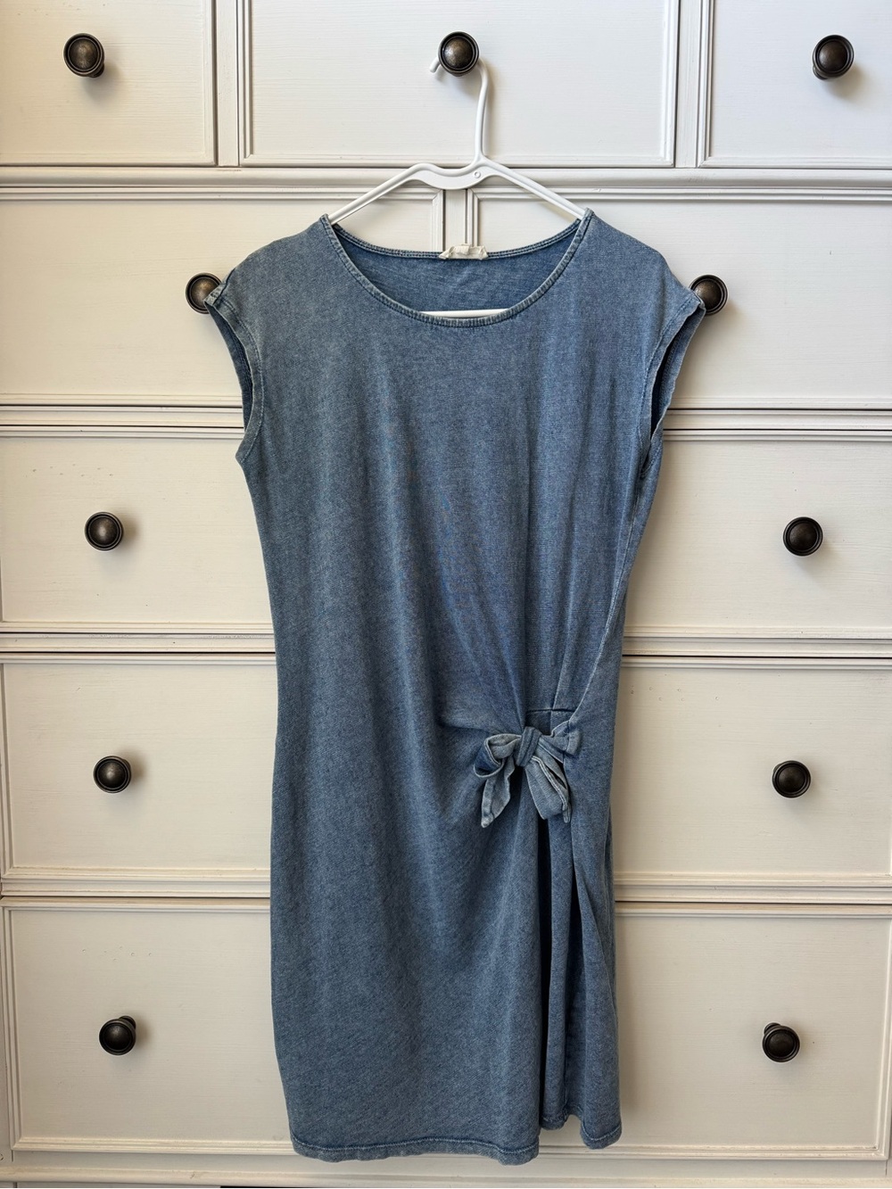 Jane and Delancey Denim Blue Tie-Detail Midi Dress